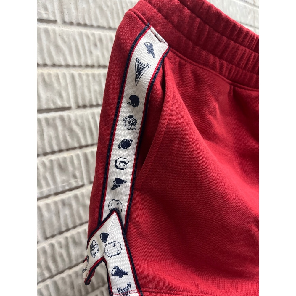 Champion Womens Red Fleece Collegiate Graphic Tape Side Stripe Shorts Size L NEW - Picture 2 of 4
